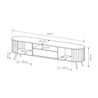 Llovia TV Unit 196x51, Modern Style – dimensions drawing