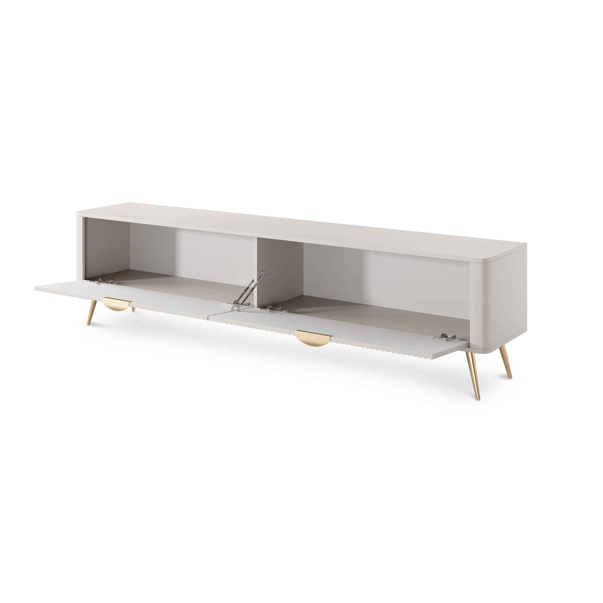 Laanti TV Unit 200x51, Modern Style – with doors open