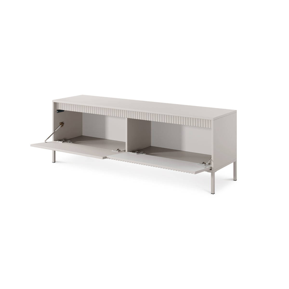 Senra TV Unit 154x53, Japandi Style – with doors open