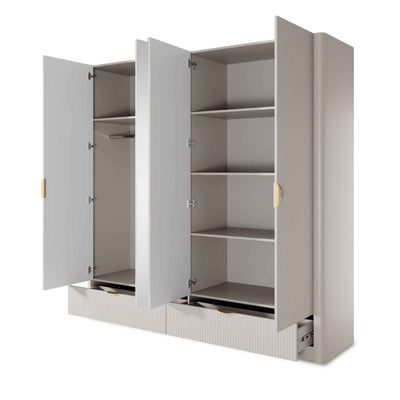 Laanti 4-door Wardrobe 213x208 cm, Modern Style – with doors open