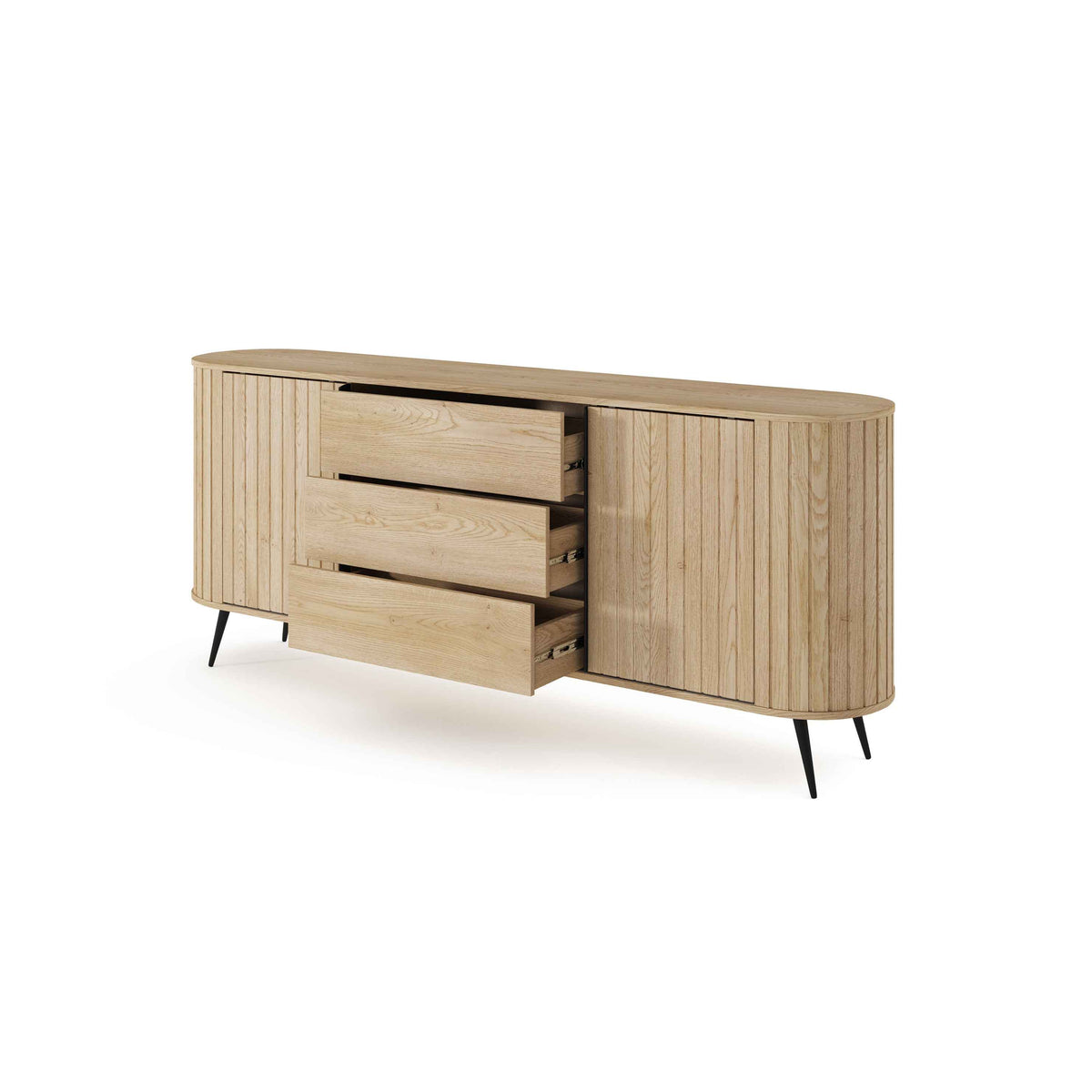 Llovia Sideboard with Sliding Doors and Drawers 196x82, Modern Style