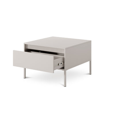 Senra Coffee Table 68x48 cm with Drawer, Minimalist Style – with doors open