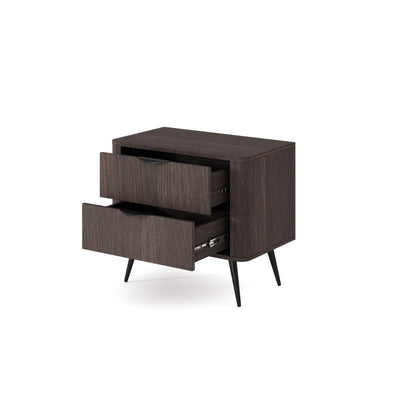 Velia Bedside Table with 2 Drawers 63x55 cm, Soft Loft Style – with doors open