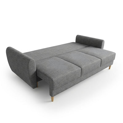 Harmi-bank 235 cm Zilveren Mist (SAWANA 05), uitgeklapt – slaapoppervlak 130 × 200 cm