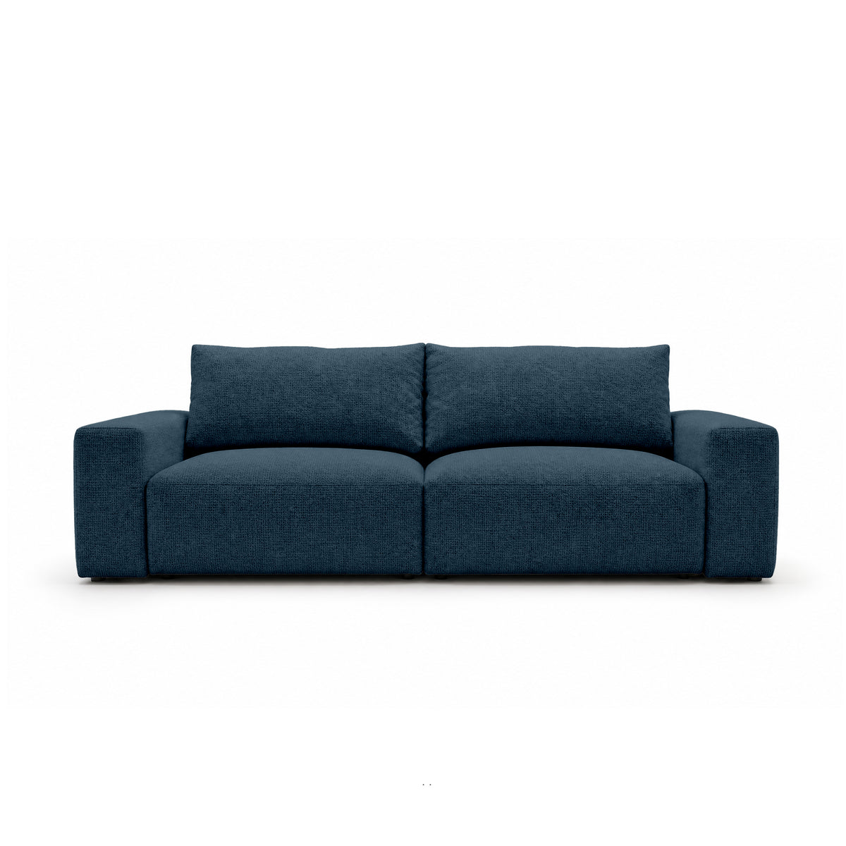 Canapé modulable Iskeli 260 cm Granit Encre (ARAGON 74), vue de face – canapé avec coffre de rangement pour la literie, en tissu Aragon