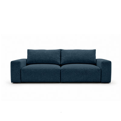 Canapé modulable Iskeli 260 cm Granit Encre (ARAGON 74), vue de face – canapé avec coffre de rangement pour la literie, en tissu Aragon