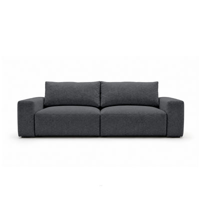 Canapé modulable Iskeli 260 cm Cendre Foncé (ARAGON 93), vue de face – canapé avec coffre de rangement pour la literie, en tissu Aragon