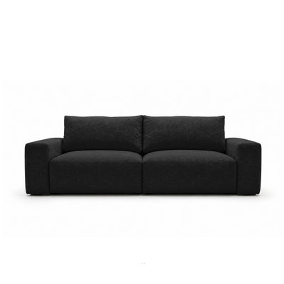 Canapé modulable Iskeli 260 cm Profondeur Corbeau (ARAGON 99), vue de face – canapé avec coffre de rangement pour la literie, en tissu Aragon