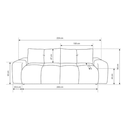 Soso 3 Seater Sofa Bed 149x200 with Storage, Modern Style – photo 10