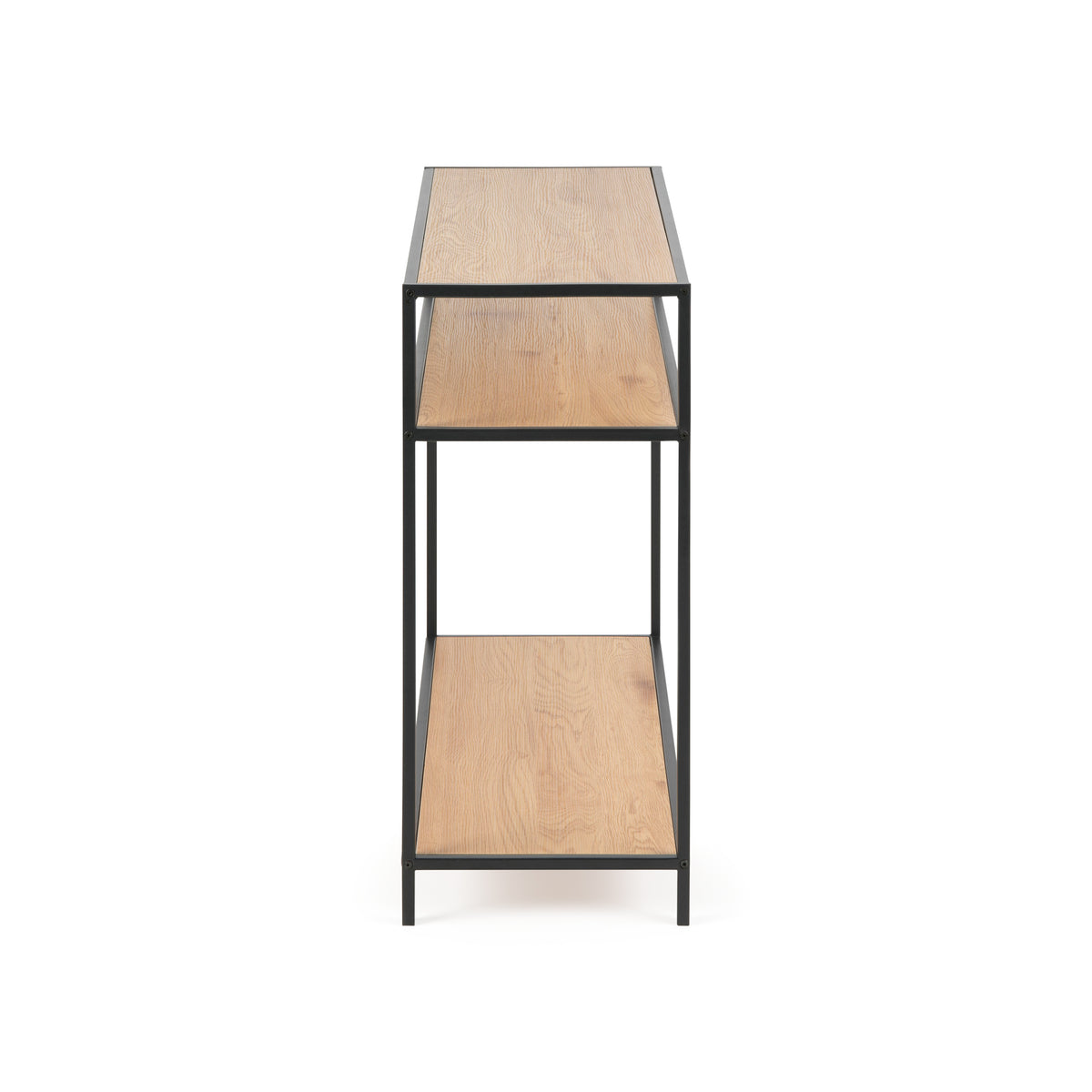 Table console Skeleto 100 x 79, chêne sauvage, vue de profil – console étroite pour le couloir, avec étagères