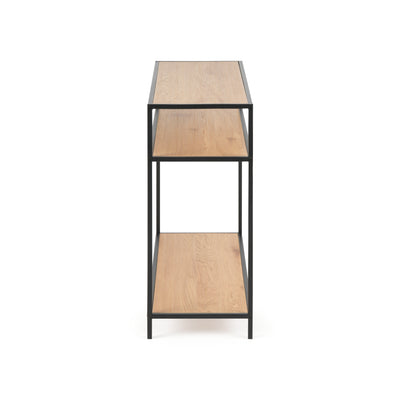 Table console Skeleto 100 x 79, chêne sauvage, vue de profil – console étroite pour le couloir, avec étagères