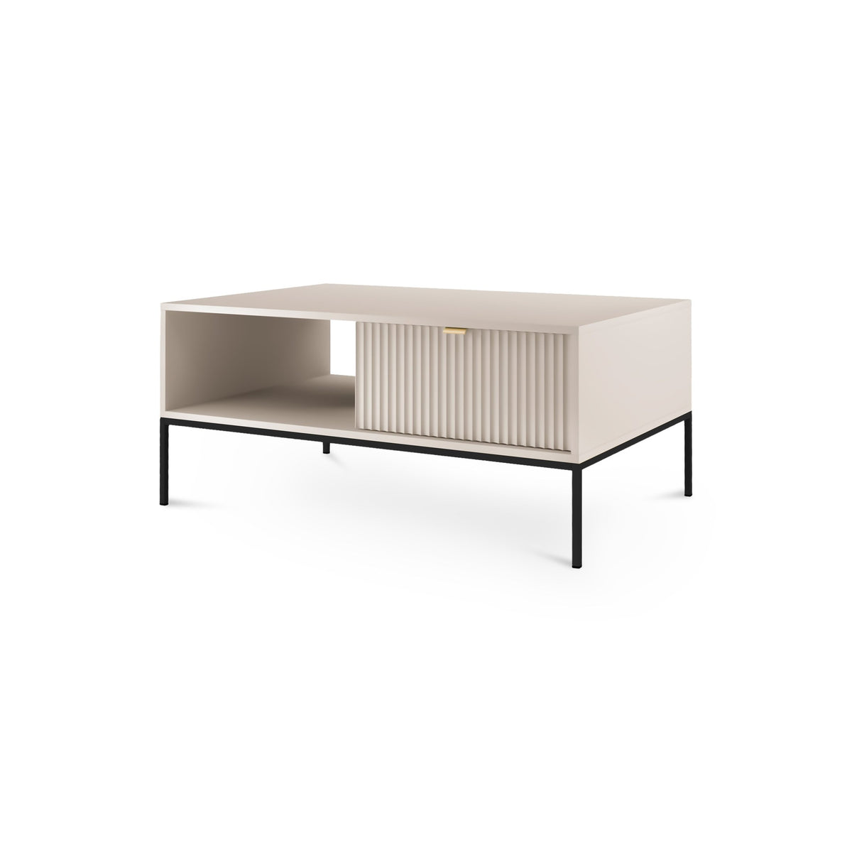 Roza Coffee Table 104x46 cm with Drawer, Modern Style – Cashmere, Black