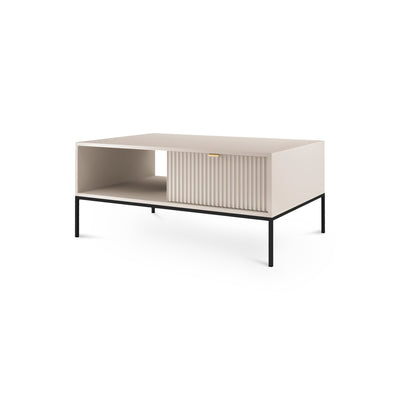 Roza Coffee Table 104x46 cm with Drawer, Modern Style – Cashmere, Black
