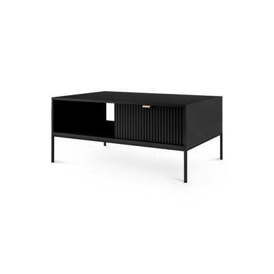 Roza Coffee Table 104x46 cm with Drawer, Modern Style – Black