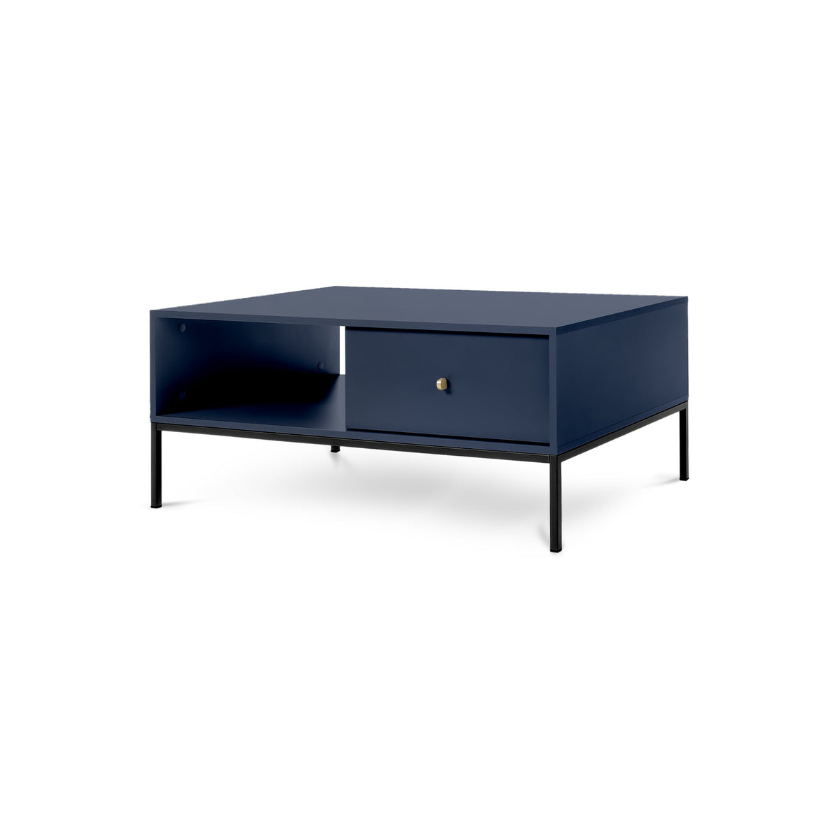 Kviat Coffee Table 104x47 cm with Drawer, Modern Classic Style – Navy Blue, Black