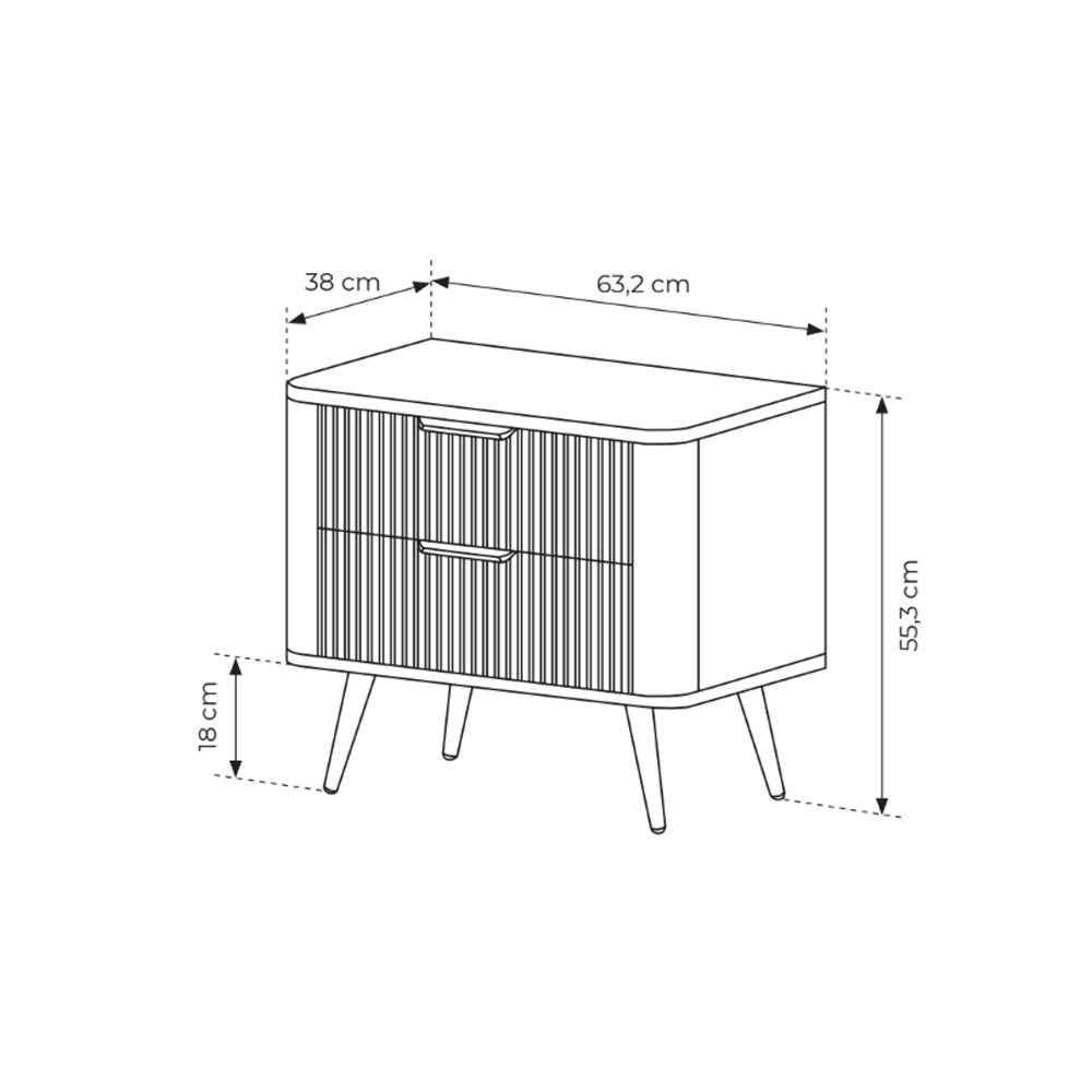 Laanti Bedside Table with 2 Drawers 63x55 cm, Elegant Style – photo 6