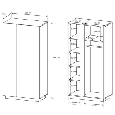 Armelia 2-door Wardrobe 97x194 cm, Modern Style – photo 5