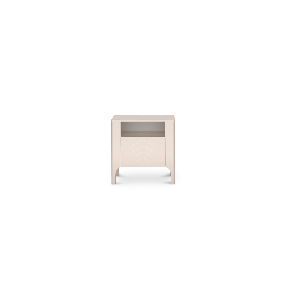 Table de chevet EKLIPSO 54x57 avec niche ouverte de style moderne, coloris cachemire - vue de face | Pillovely