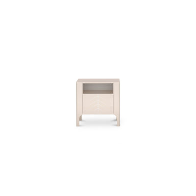 Table de chevet EKLIPSO 54x57 avec niche ouverte de style moderne, coloris cachemire - vue de face | Pillovely
