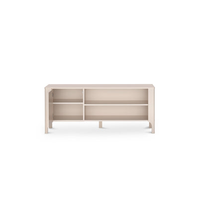Meuble TV EKLIPSO 135x57 avec étagère ouverte dans un style moderne, coloris cachemire - intérieur après ouverture | Pillovely