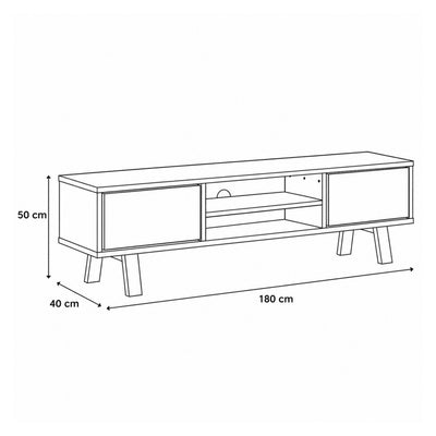 Meuble TV Lurisse 180 x 50 – plan coté indiquant la largeur, la hauteur et la profondeur
