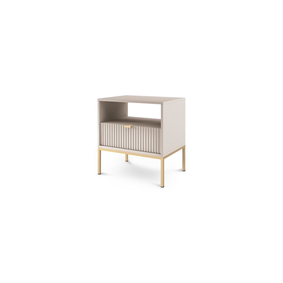 Roza Bedside Table with Drawer 54x56 cm, Glamour Style – Cashmere, Golden