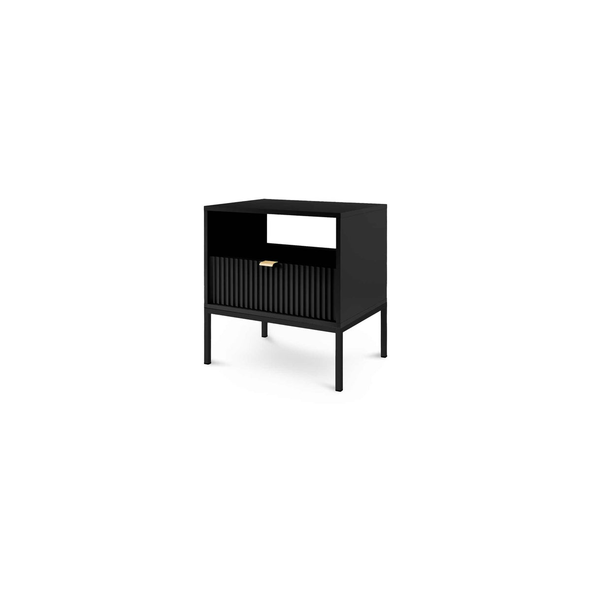 Roza Bedside Table with Drawer 54x56 cm, Glamour Style – Black
