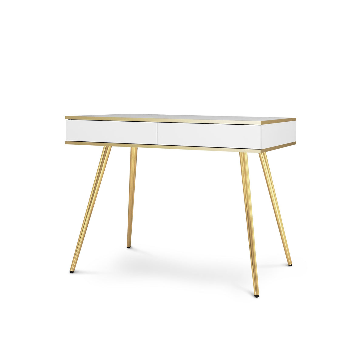 Meva Dressing Table 102x80 cm, Modern Classic Style – White, Gold