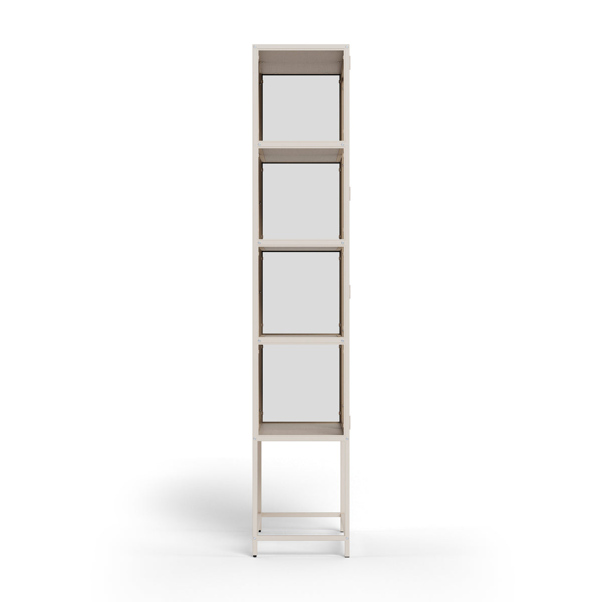 Vitrine Skeleto 77x186 grijze melamine aan de zijkant – slanke vitrine met een diepte van 35 cm voor in de eetkamer