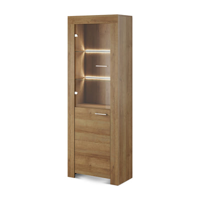 Gorky Glass Display Cabinet 70x197 cm with LED Lighting, Modern Style – main photo | Pillovely