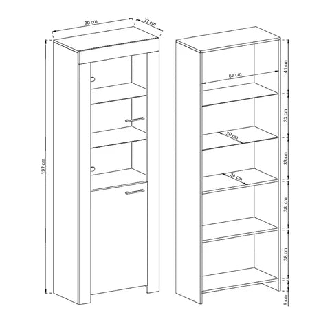 Gorky Glass Display Cabinet 70x197 cm with LED Lighting, Modern Style – photo 4