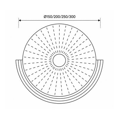 Tapis rond Haabi à motif en éventail de style classique - dessin avec dimensions
