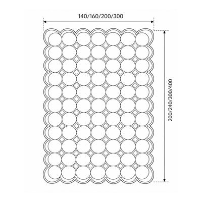 Pelli-tapijt met een geometrisch 3D-patroon in glamourstijl - tekening met afmetingen