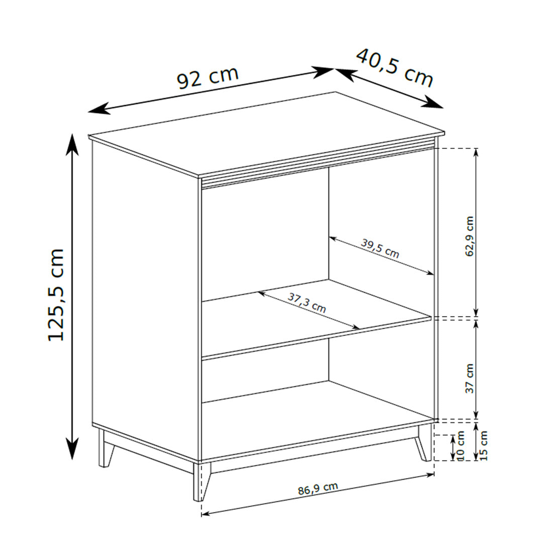 Serena Sideboard 92x126 with Shelf and Drawer, Modern Classic Style – dimensions drawing