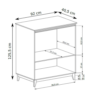 Serena Sideboard 92x126 with Shelf and Drawer, Modern Classic Style – dimensions drawing