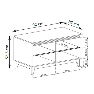 Serena Shoe Cabinet 92x52 with Shelves, Classic Style – dimensions drawing