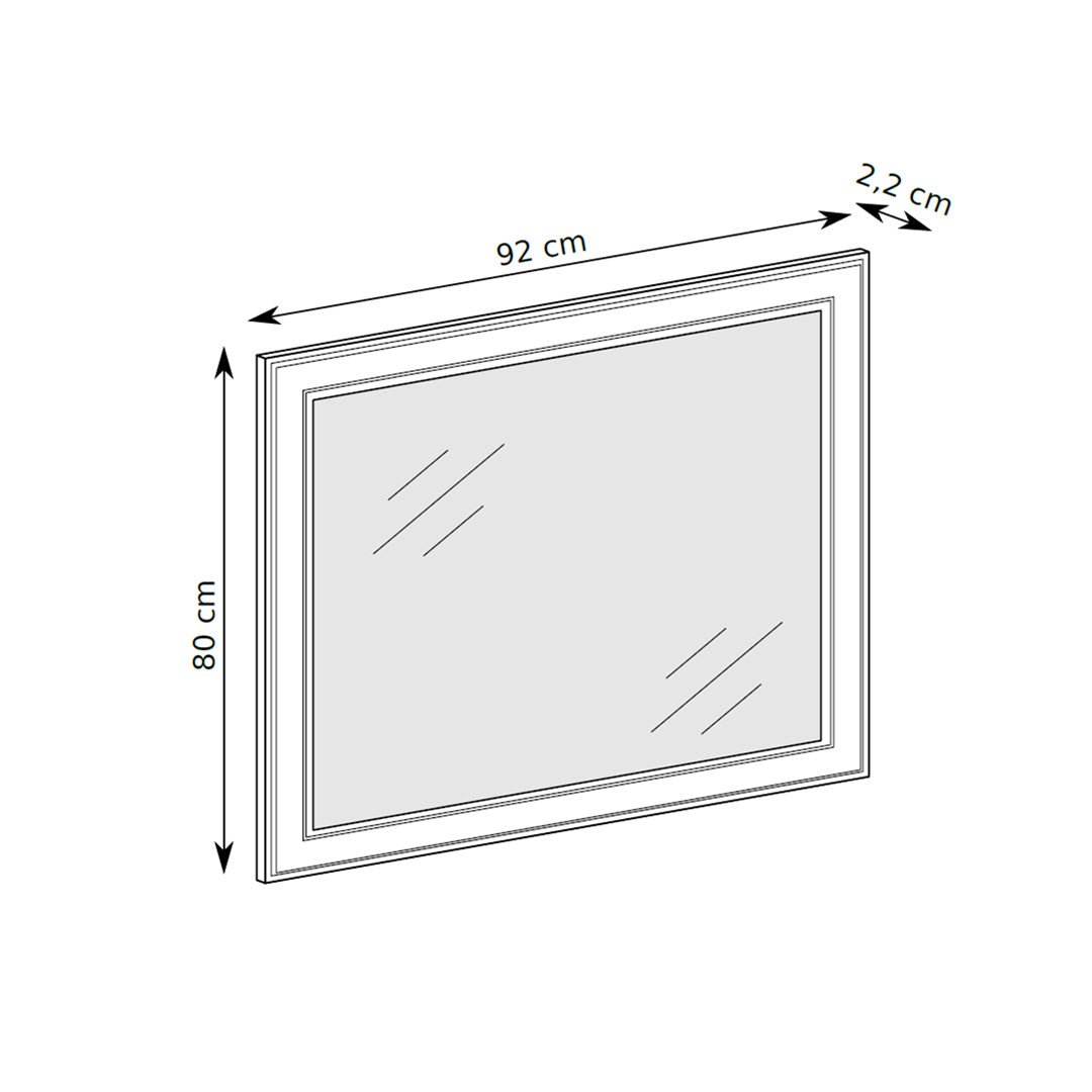 Serena Wall Mirror 92x80 with Decorative Frame, Classic Style – dimensions drawing