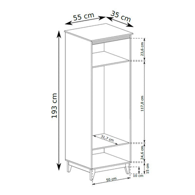 Serena Narrow Mirrored Wardrobe 55x193 for Hallway, Modern Classic Style – dimensions drawing