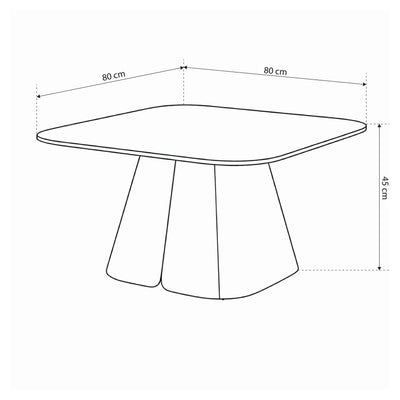 Bienn Coffee Table with Central Base 80x45 cm, Modern Style – dimensions drawing