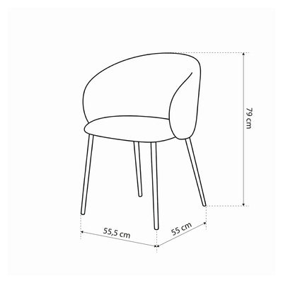 Delmo Set of Two Dining Chairs, Modern Style – dimensions drawing