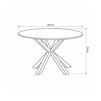Morial Round Dining Table 120x76 cm, Elegant Style – dimensions drawing