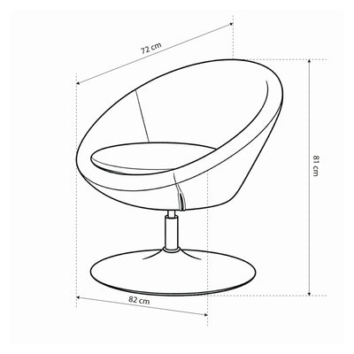 Otulo Swivel Armchair, Soft Style – dimensions drawing