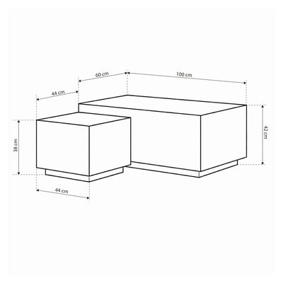 Segmento Set of 2 Coffee Tables with Stone Effect, Modern Style – dimensions drawing