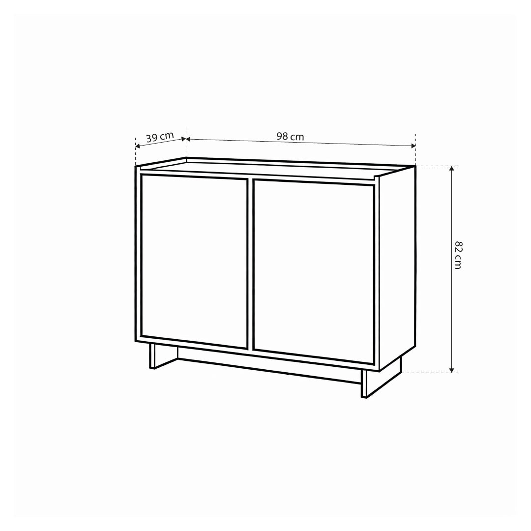 Kiyro Sideboard 98x82 with Shelves, Japandi Style – dimensions drawing