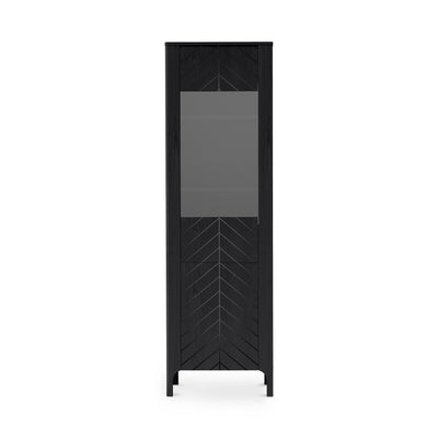 Haute vitrine EKLIPSO 60x197 avec vitrage au style moderne - couleur noire | Pillovely