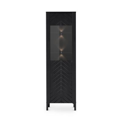 Haute vitrine EKLIPSO 60x197 avec vitrage au style moderne - couleur noire avec éclairage LED | Pillovely