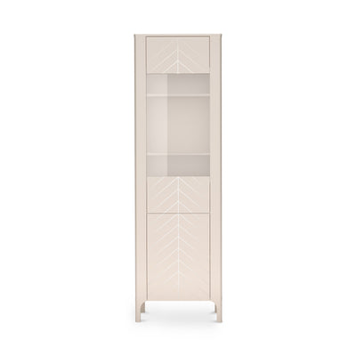 Vitrine haute EKLIPSO 60x197 avec vitrage au style moderne, coloris cachemire – vue de face | Pillovely