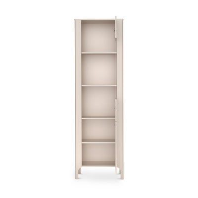 Haute vitrine EKLIPSO 60x197 avec vitrage de style moderne, coloris Cachemire - intérieur après ouverture | Pillovely