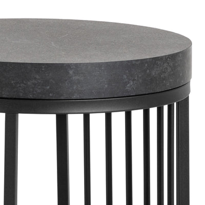 Cella Round Bedside Table with a Black Marble Effect, Modern Style – close-up of details and texture